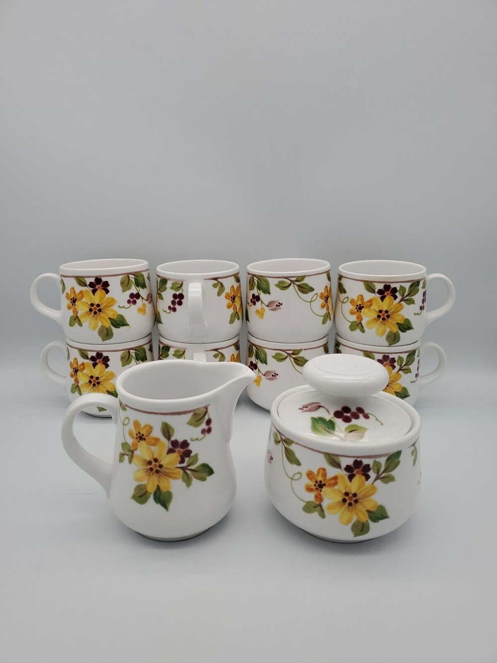 Berredin Noritake Progression China  Japan Coffee Set 8 Cups, Cream & Sugar NICE